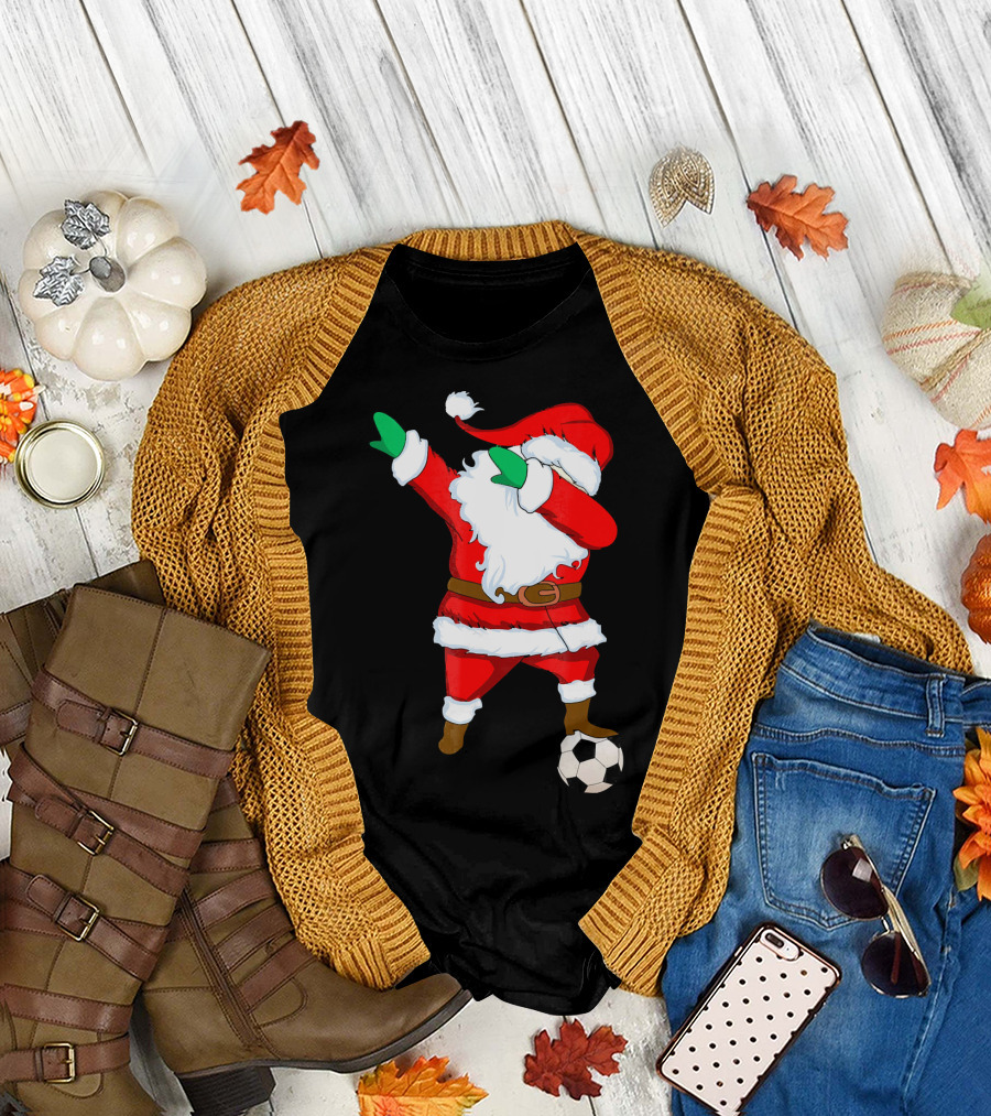 Santa Claus Dabbing with Soccer Ball T-Shirt
