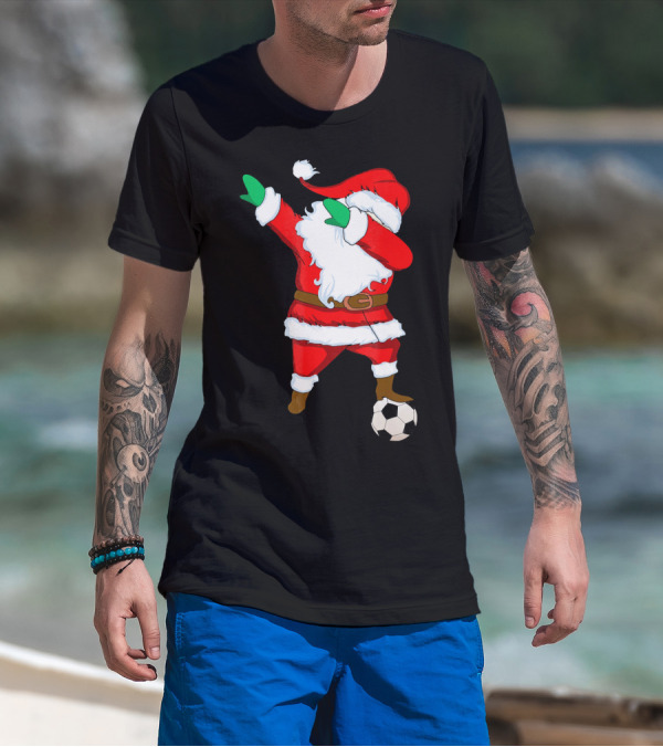 Santa Claus Dabbing With Soccer Ball T-Shirt