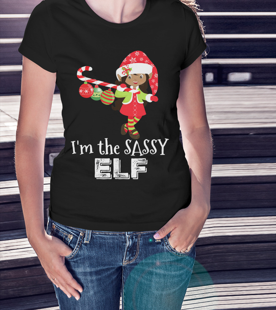 I'm The Sassy Elf African American Girls Christmas T-Shirt