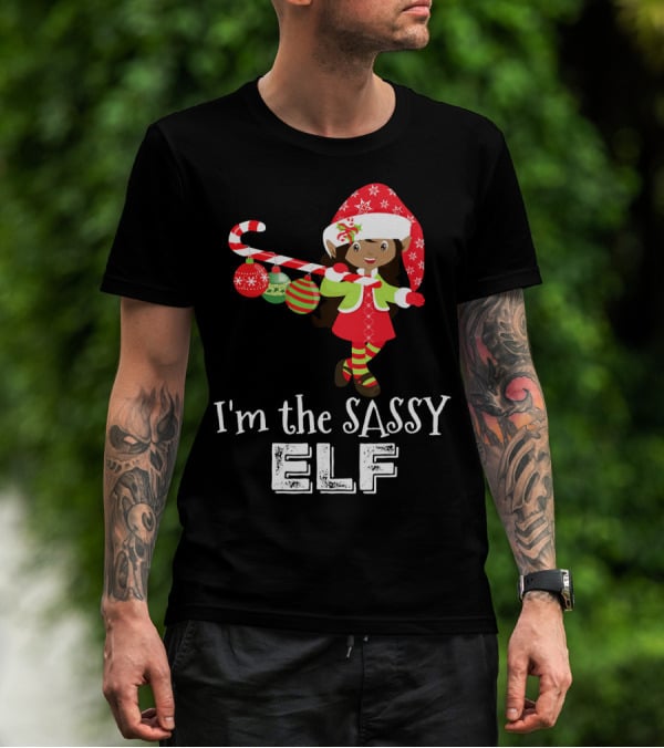 I'm The Sassy Elf African American Girls Christmas T-Shirt