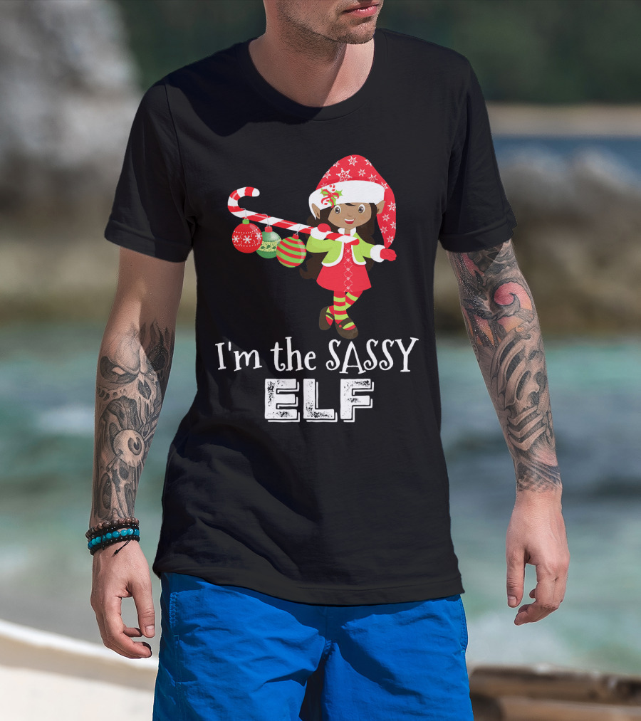 I'm The Sassy Elf African American Girls Christmas T-Shirt