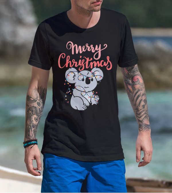Merry Christmas Koala Bear With Holiday Lights T-Shirt