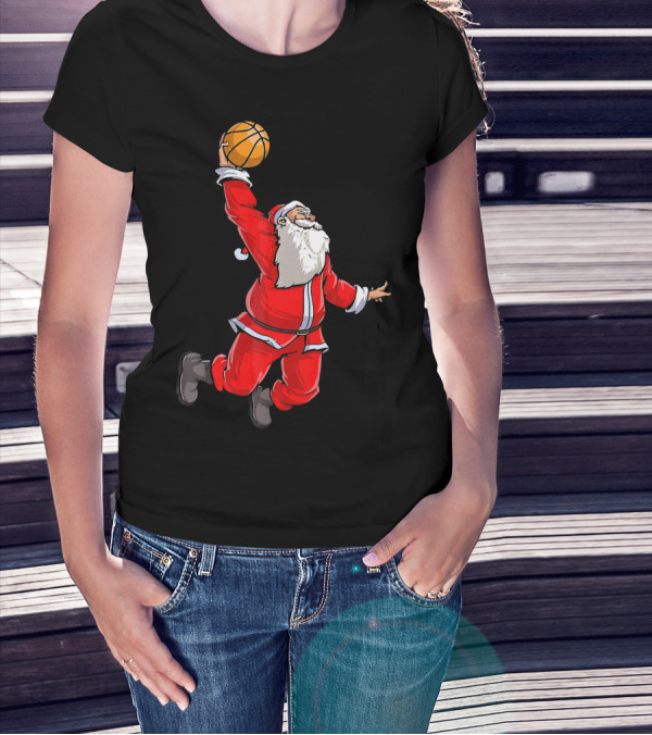 Christmas Dunking Santa Basketball Slam T-Shirt