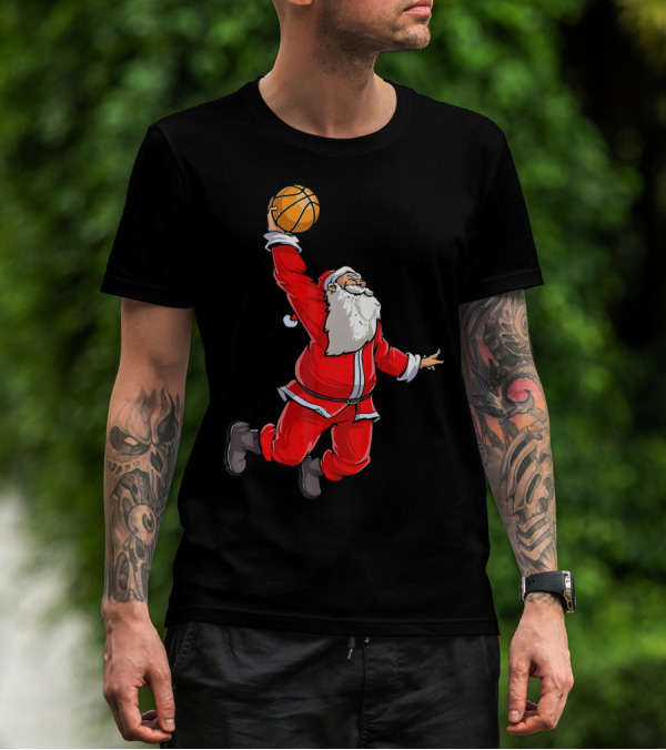 Christmas Dunking Santa Basketball Slam T-Shirt