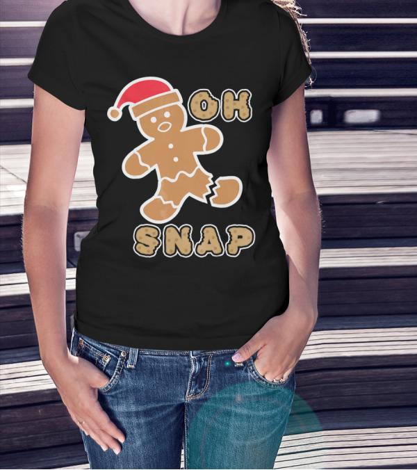 Christmas Gingerbread Man Oh Snap Santa Hat T-Shirt
