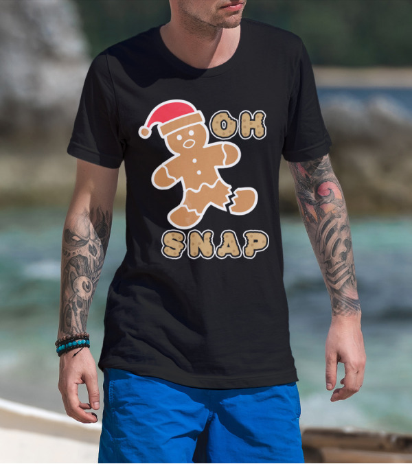 Christmas Gingerbread Man Oh Snap Santa Hat T-Shirt