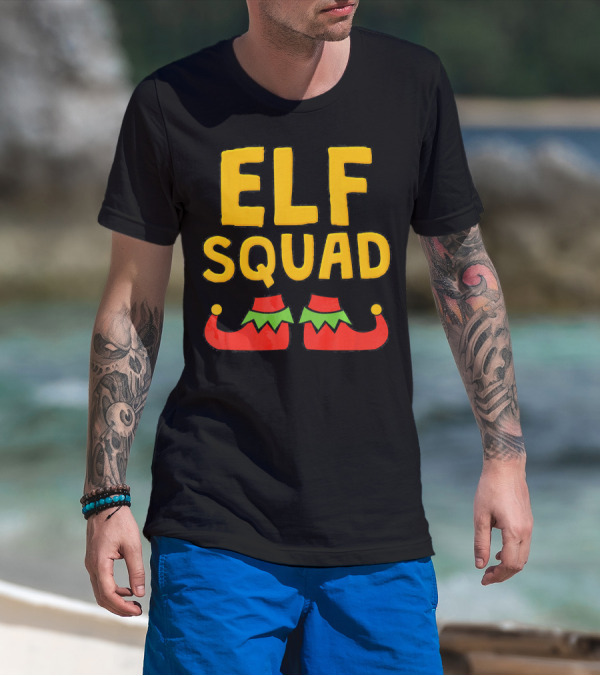 ELF SQUAD Fun Holiday Elf Shoes Festive T-Shirt