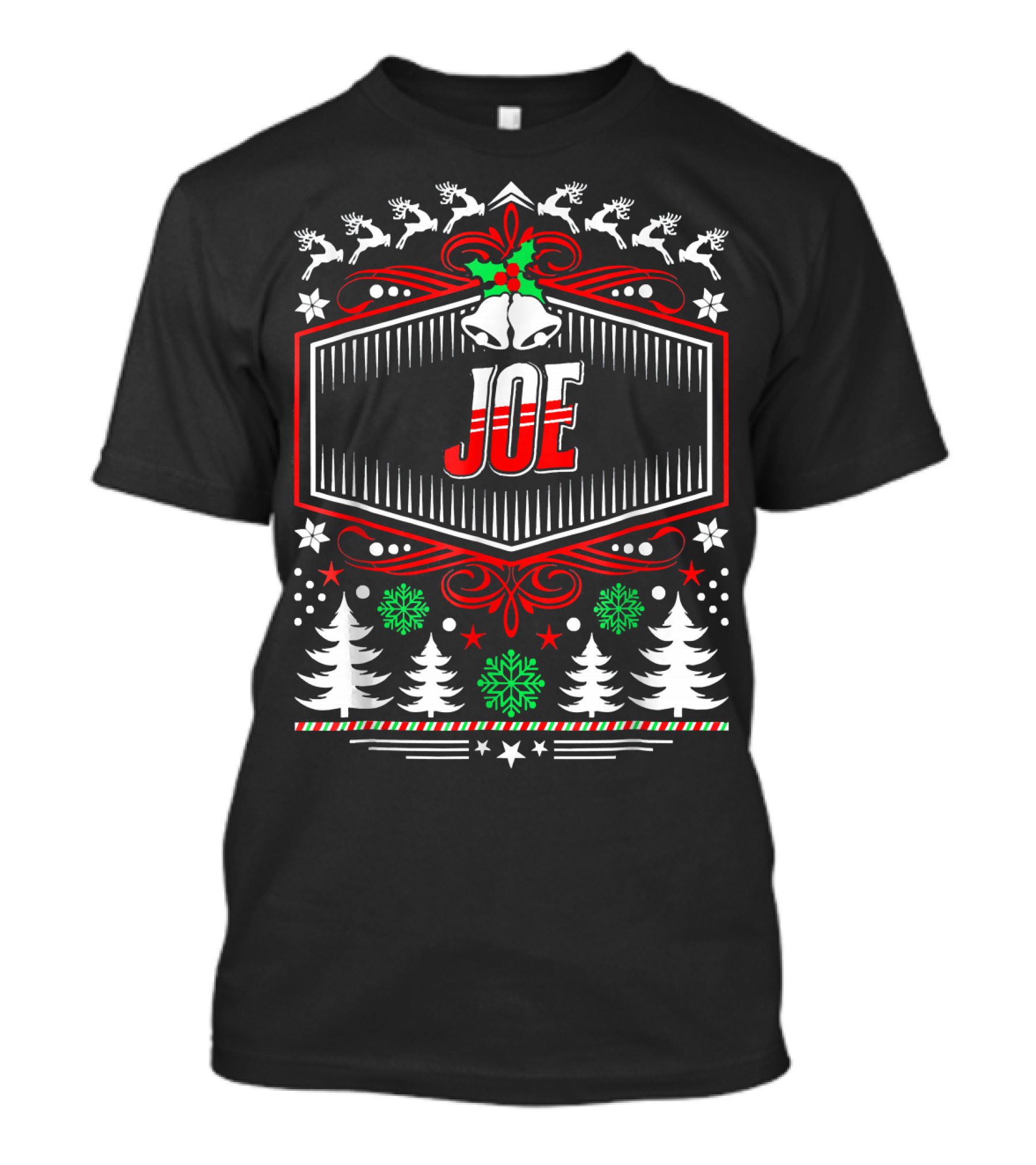 JOE Reindeer Snowflakes Christmas Trees Holiday T-Shirt
