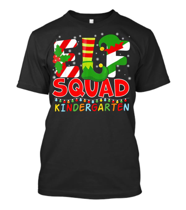 ELF Squad Funny Christmas Kindergarten Holiday Lights T-Shirt