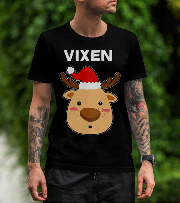 Vixen Santa Hat Reindeer T-Shirt