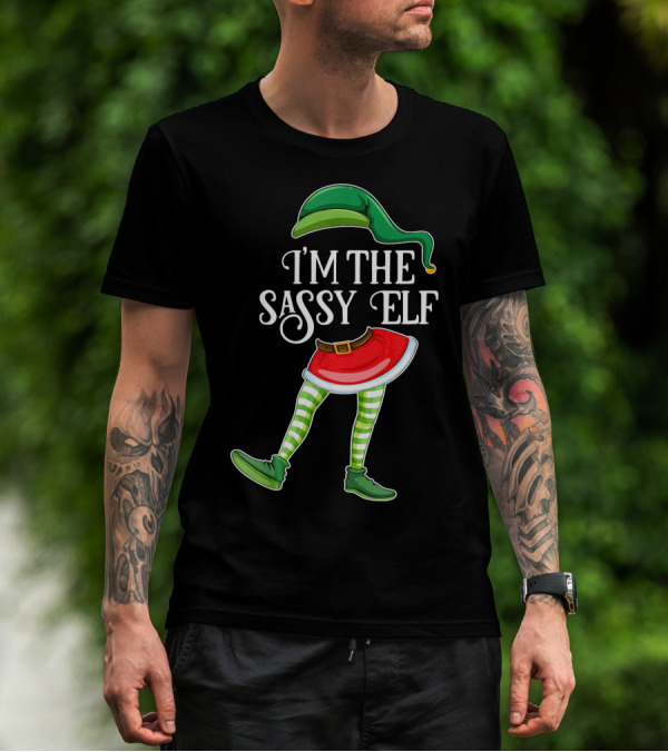 I'm The Sassy Elf With Green Hat And Striped Socks T-Shirt