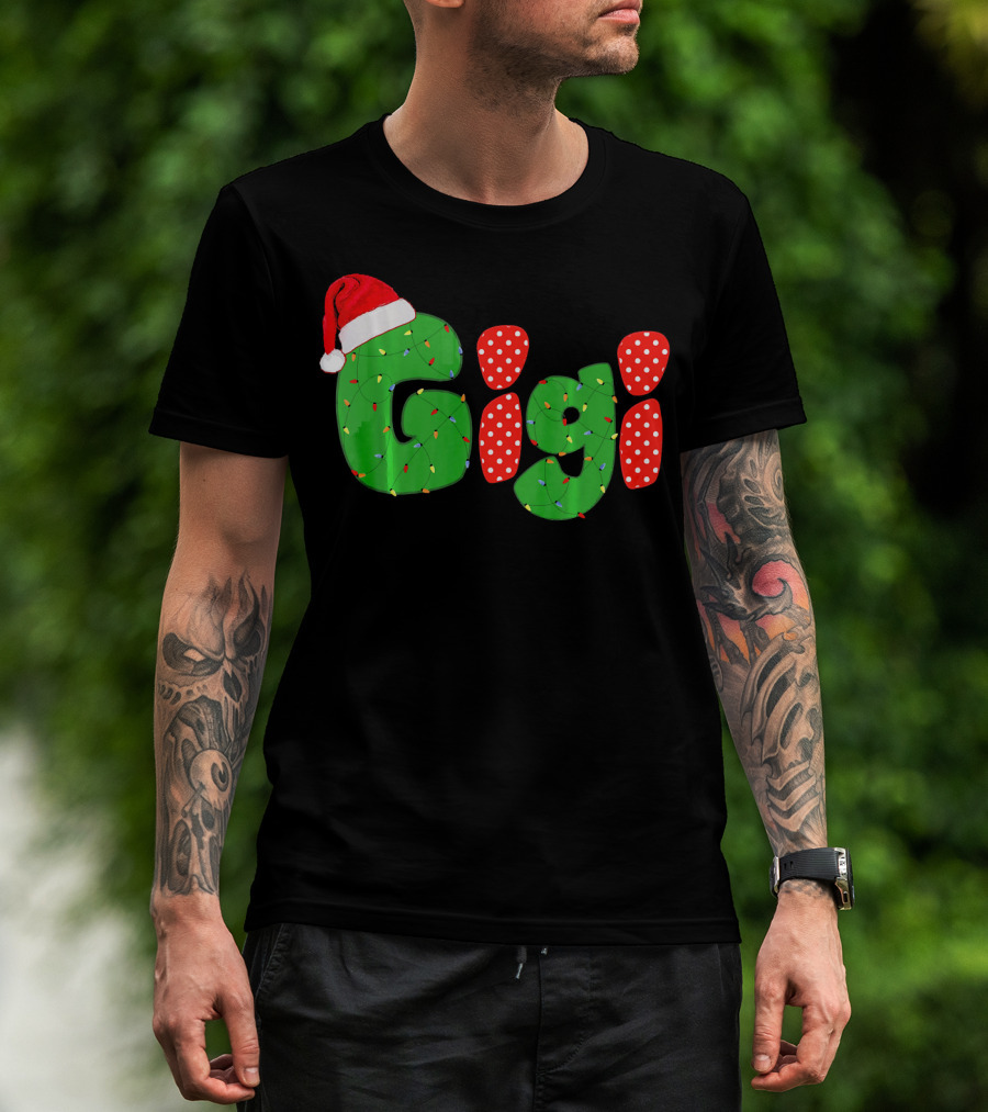 Gigi Christmas Santa Hat Lights Family Matching Pajamas T-Shirt