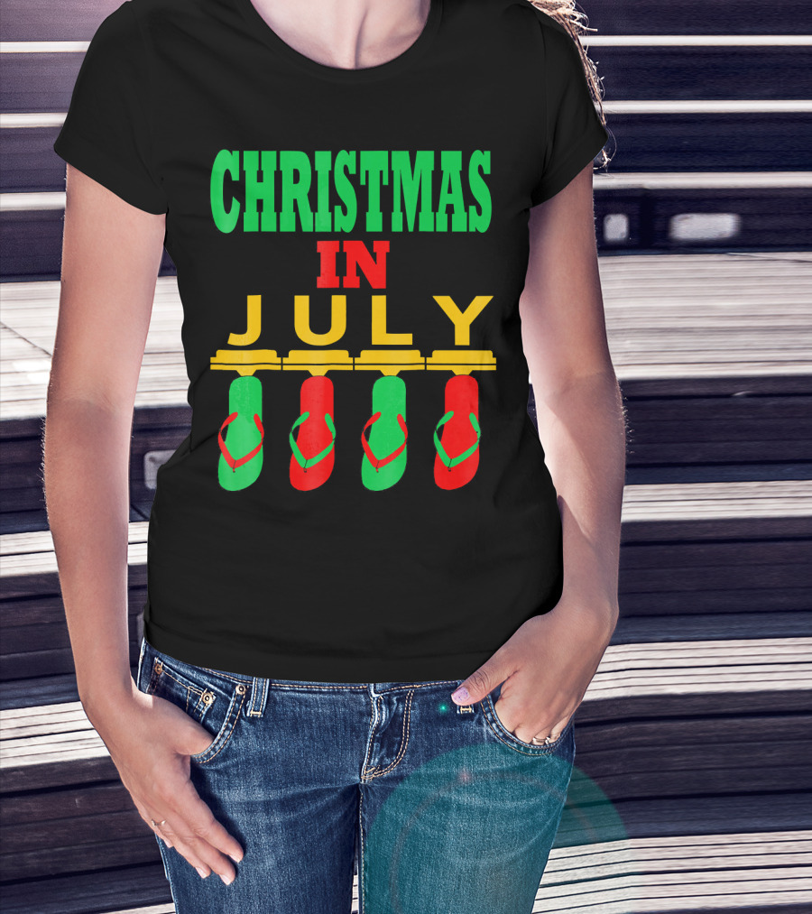 CHRISTMAS IN JULY Flip Flops Summer Holiday T-Shirt