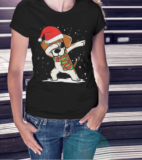 Dabbing Beagle Santa Christmas Dog Dance T-Shirt