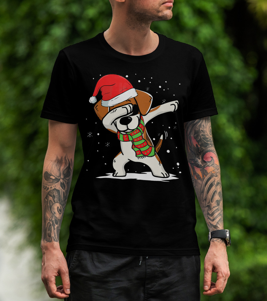 Dabbing Beagle Santa Christmas Dog Dance T-Shirt