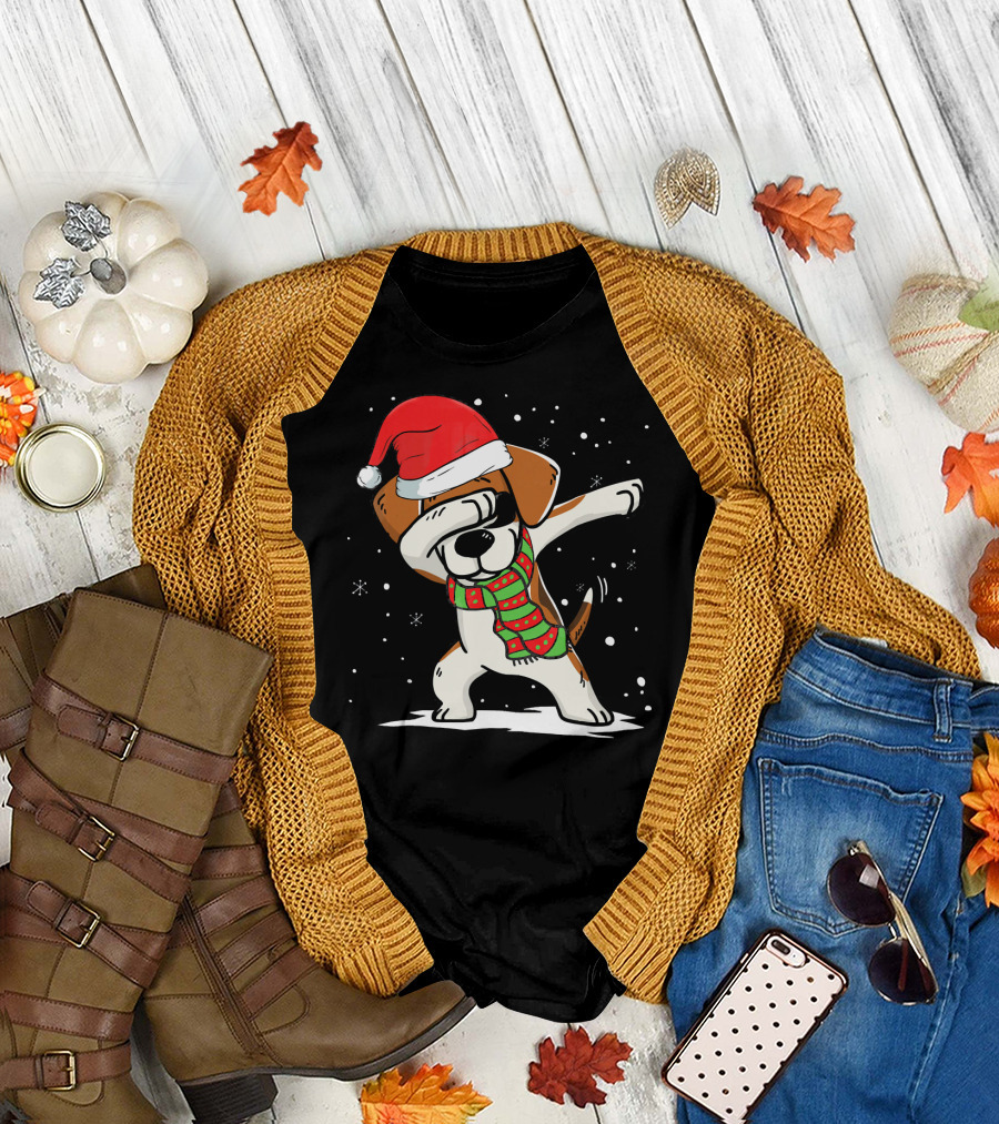 Dabbing Beagle Santa Christmas Dog Dance T-Shirt
