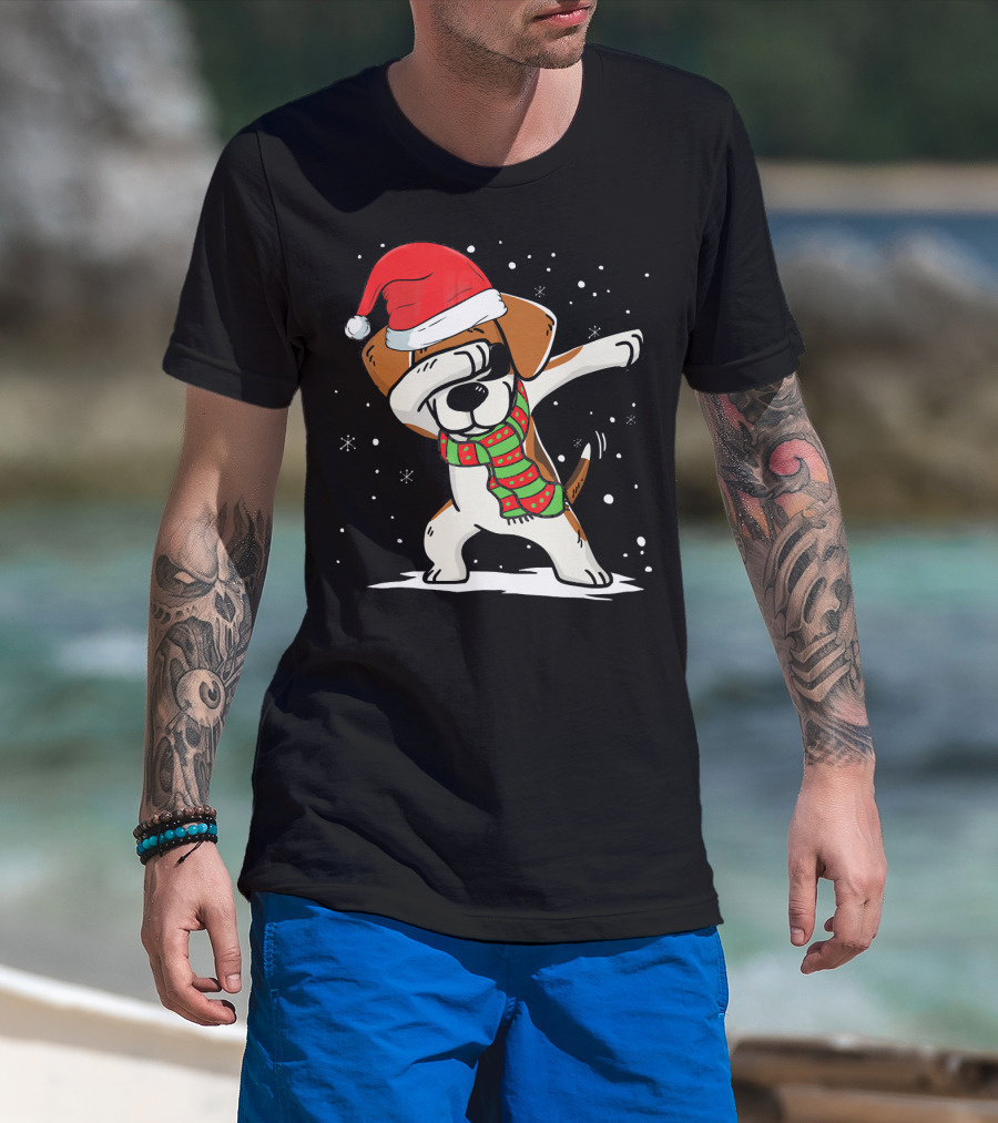 Dabbing Beagle Santa Christmas Dog Dance T-Shirt