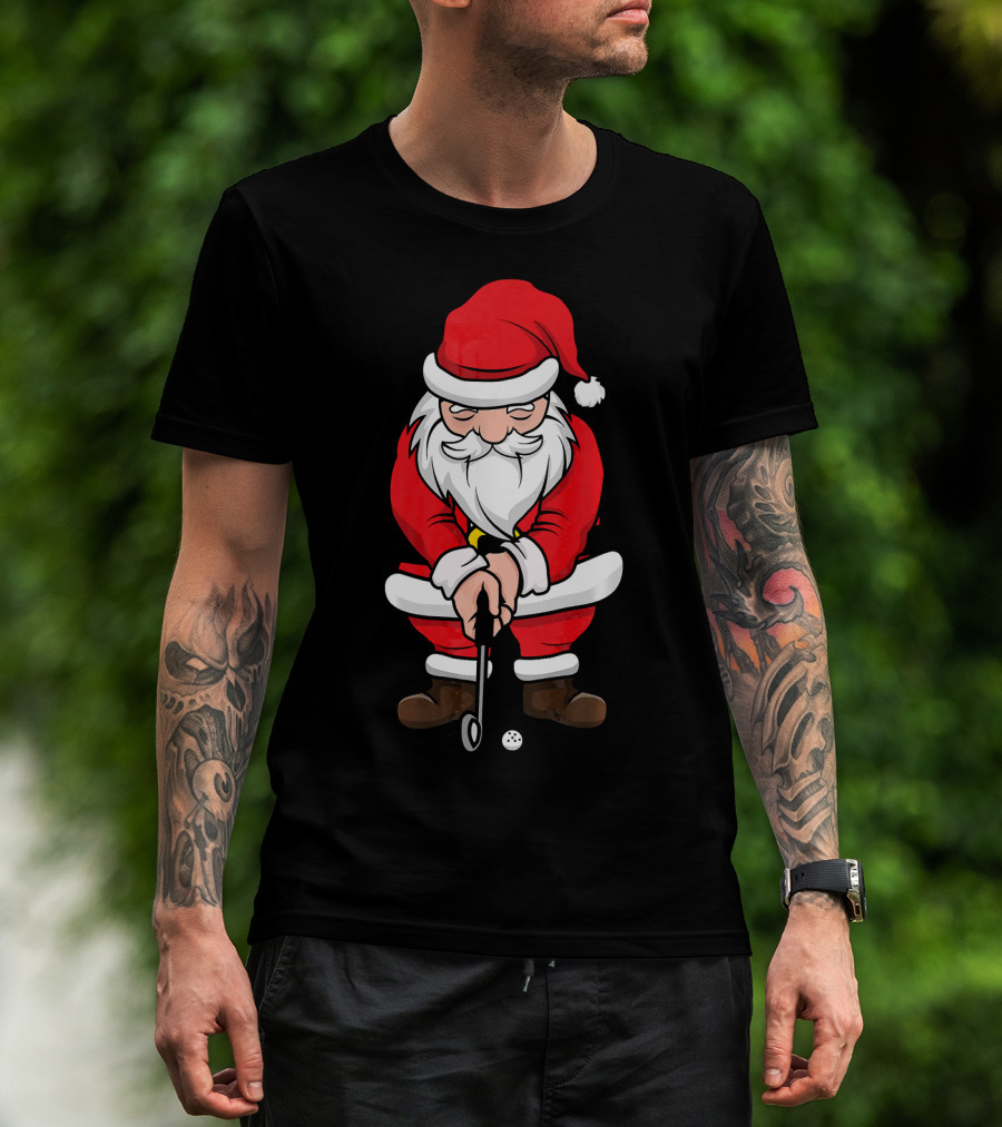 Christmas Santa Claus Golfing Swing T-Shirt