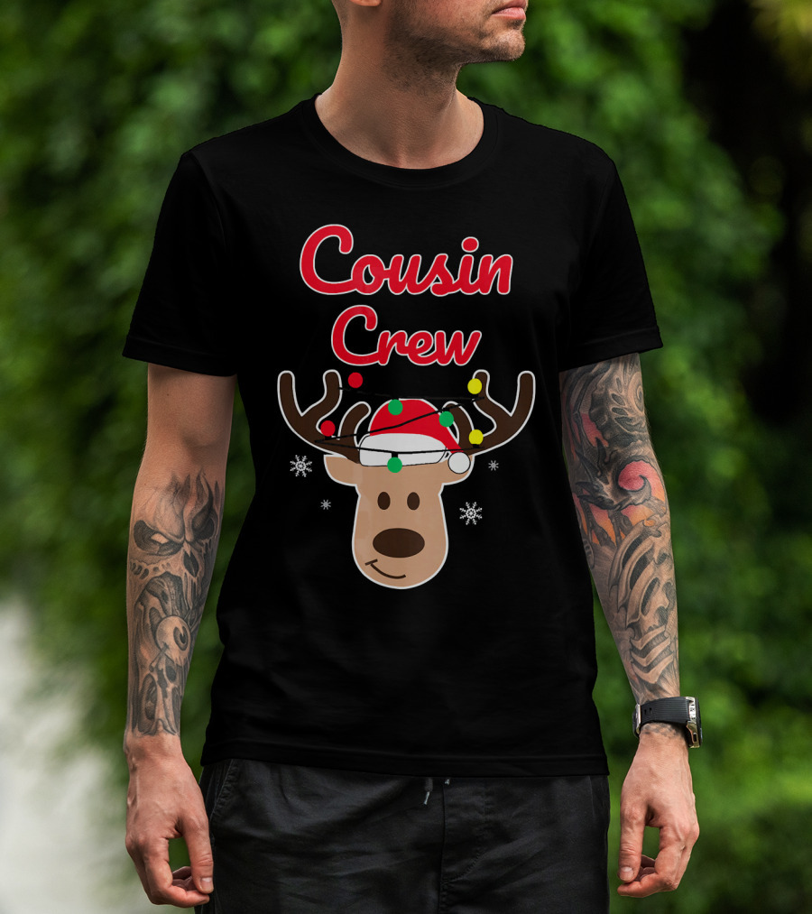 Cousin Crew Christmas Reindeer Hat Snowflakes T-Shirt