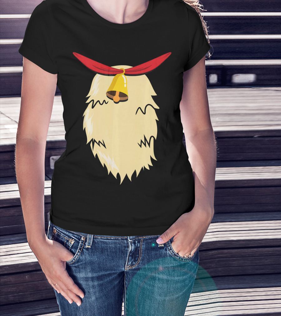 Christmas Reindeer Bell Santa Beard Costume T-Shirt
