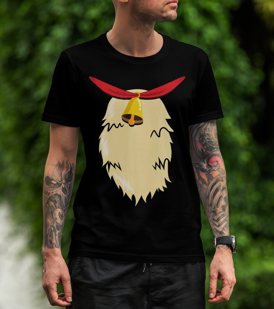 Christmas Reindeer Bell Santa Beard Costume T-Shirt