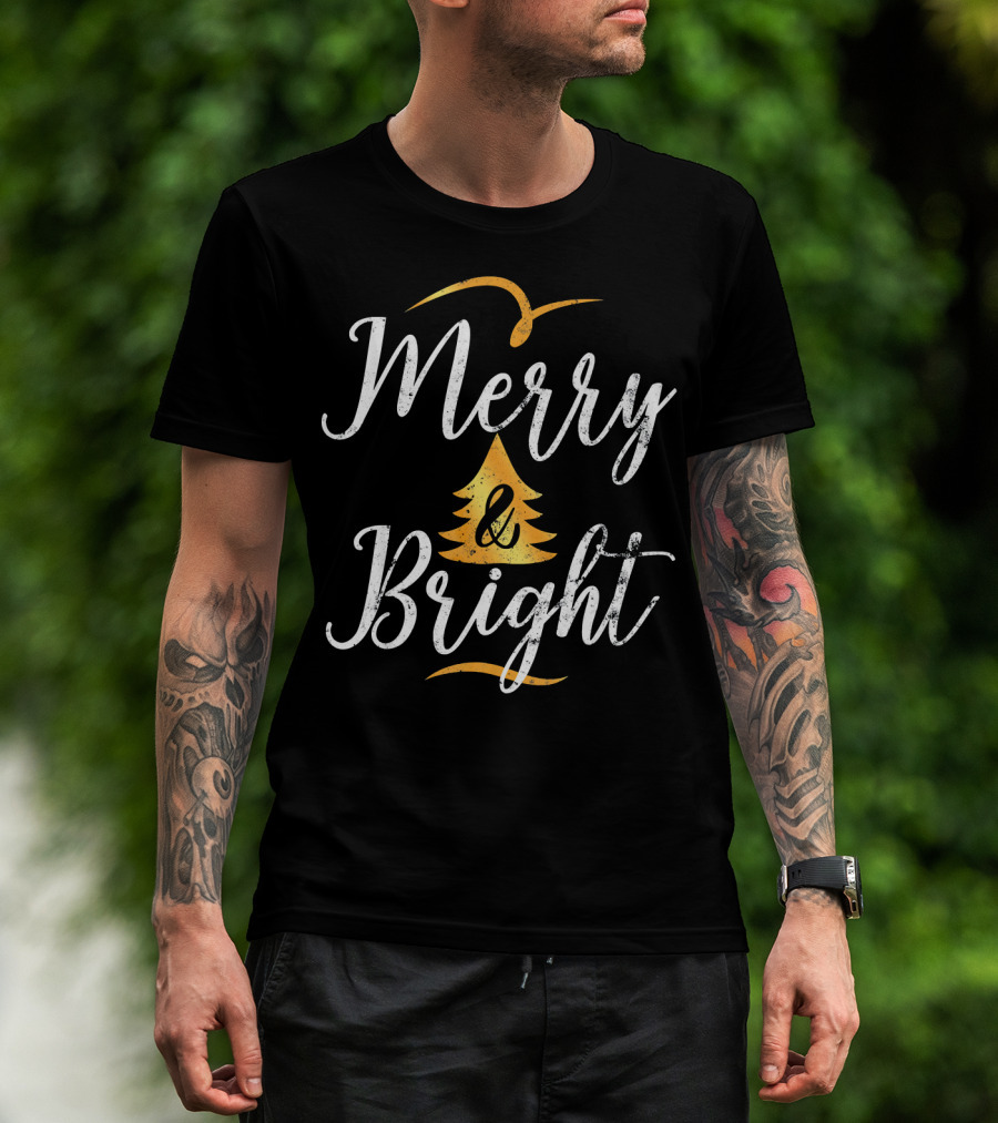 Merry And Bright Christmas Holiday Tree T-Shirt