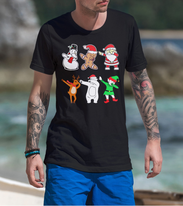 Dabbing Snowman Gingerbread Santa Reindeer Polar Bear Elf Christmas Dab T-Shirt