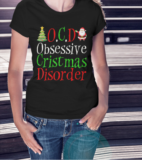 OCD Obsessive Christmas Disorder Santa Tree T-Shirt