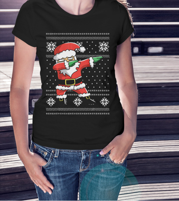 Festive Dabbing Santa Ugly Christmas T-Shirt
