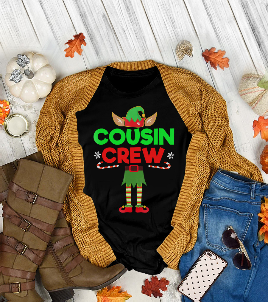 Cousin Crew Elf Outfit Christmas Family Matching T-Shirt