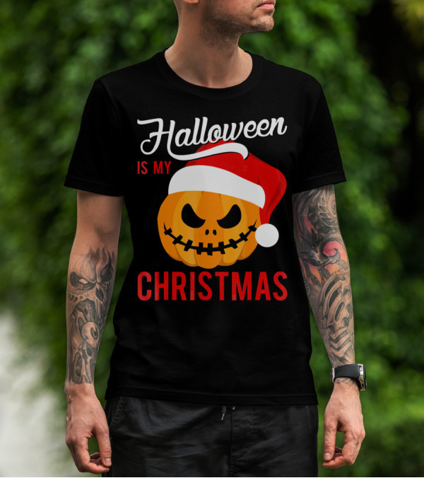 Halloween Is My Christmas Pumpkin Santa Hat T-Shirt