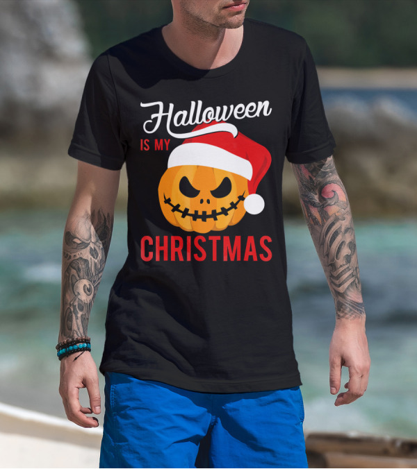 Halloween Is My Christmas Pumpkin Santa Hat T-Shirt