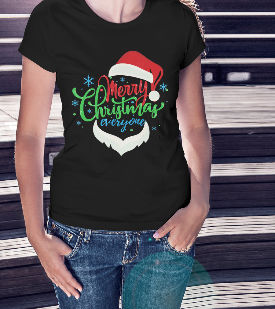 Merry Christmas Everyone Santa Hat With Beard T-Shirt