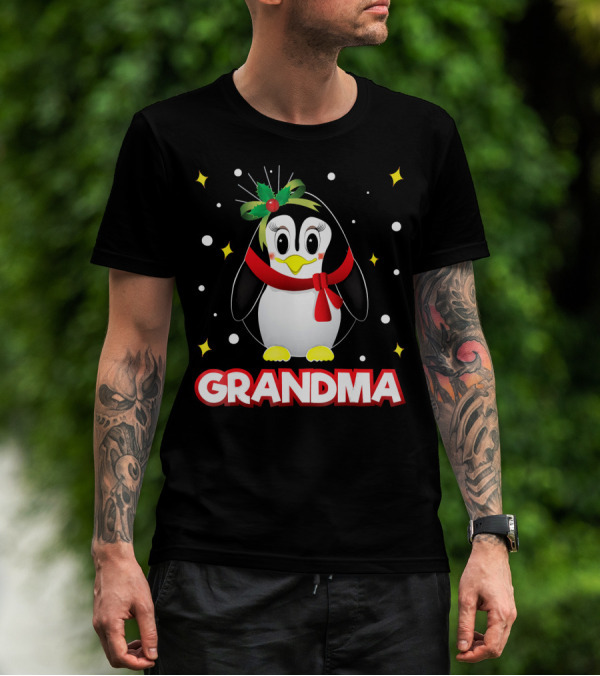 Grandma Penguin Festive Christmas Family T-Shirt