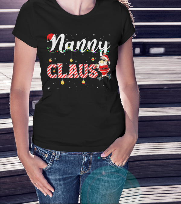Nanny Claus Cute Christmas Santa Hat Matching T-Shirt