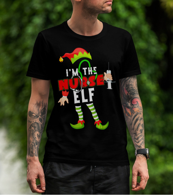 I'm The Nurse Elf RN Syringe Stethoscope Christmas Costume T-Shirt