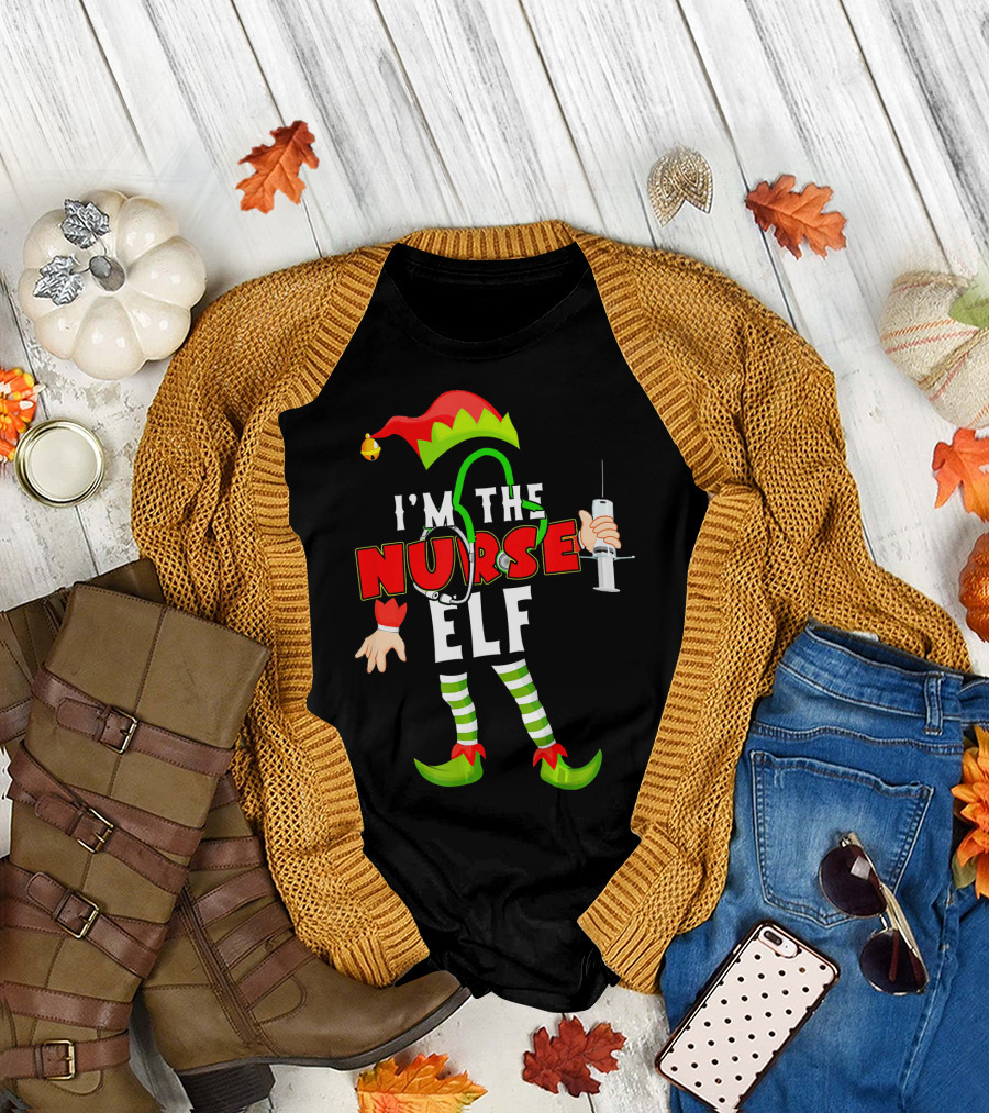 I'm The Nurse Elf RN Syringe Stethoscope Christmas Costume T-Shirt