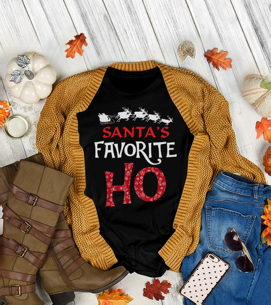 Santa's Favorite Ho Reindeer Sleigh Christmas Holiday T-Shirt