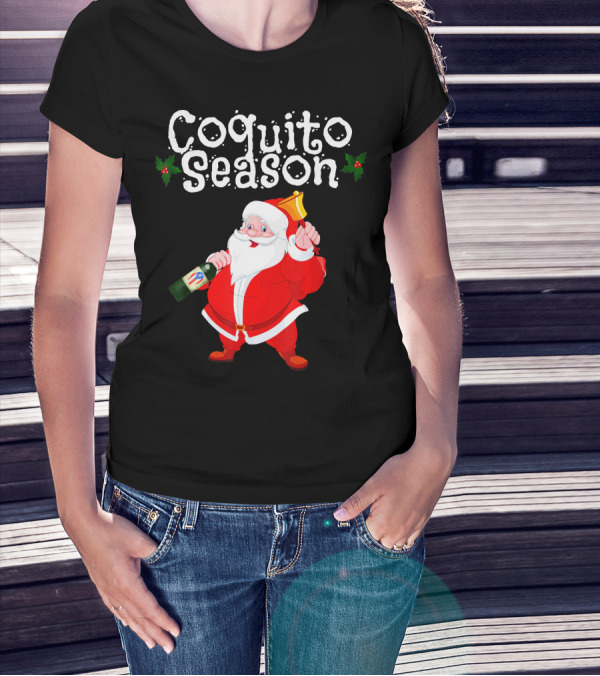 Coquito Season Funny Santa Claus Christmas Puerto Rican T-Shirt