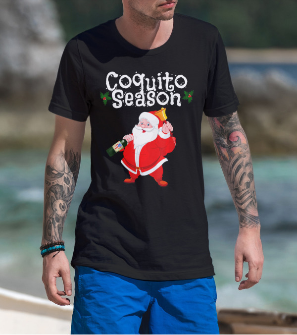 Coquito Season Funny Santa Claus Christmas Puerto Rican T-Shirt