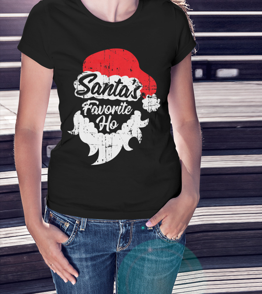 Santa's Favorite Ho Christmas Beard And Hat T-Shirt