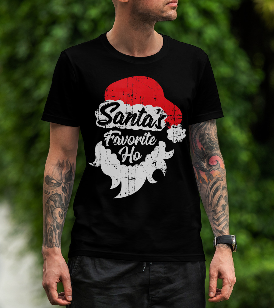 Santa's Favorite Ho Christmas Beard And Hat T-Shirt
