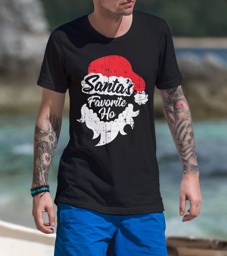 Santa's Favorite Ho Christmas Beard And Hat T-Shirt
