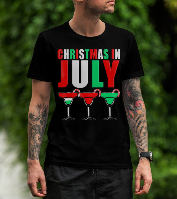 Christmas In July Candy Cane Cocktail Mixed Drinks T-Shirt