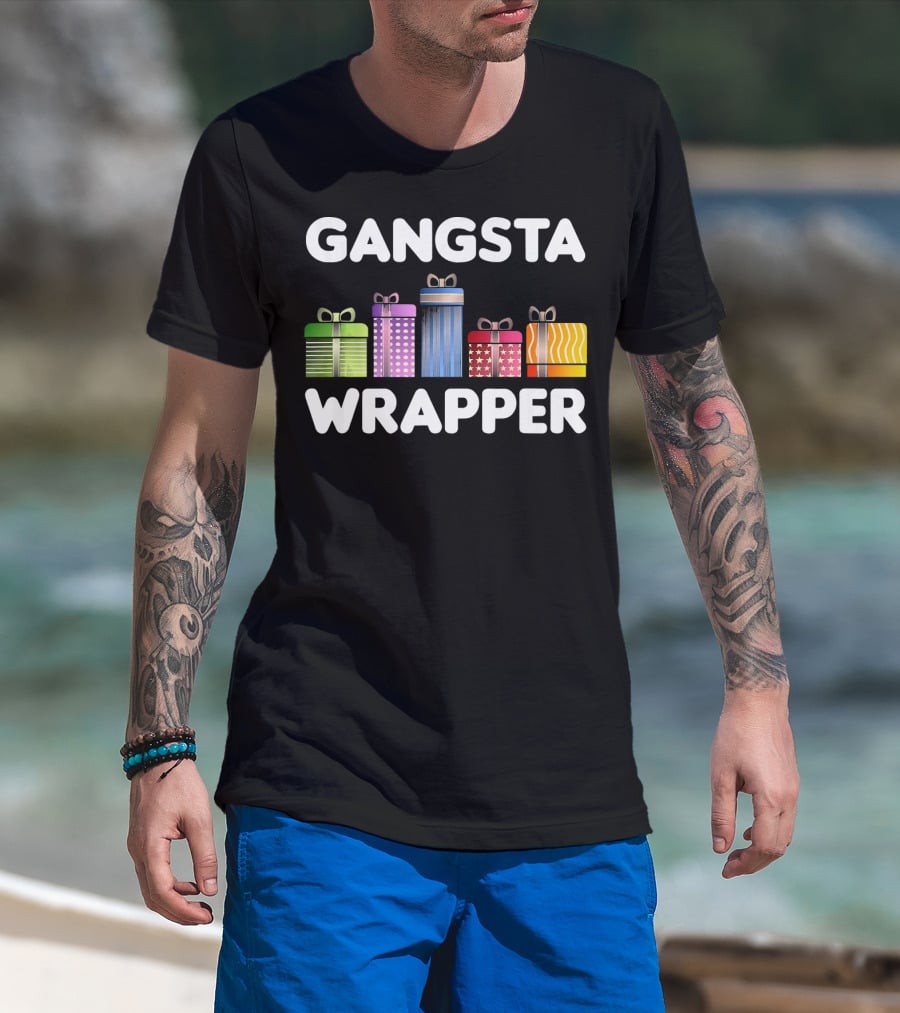 Gangsta Wrapper Funny Christmas Cool Xmas Pun T-Shirt
