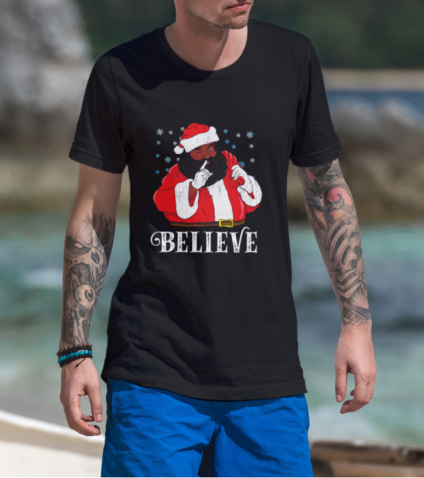 Believe Santa African Christmas Snowflakes T-Shirt