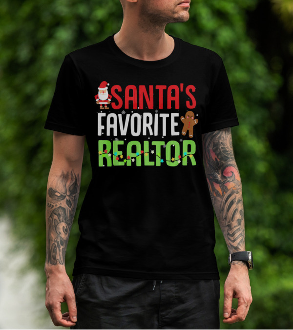 Santa's Favorite Realtor Gingerbread Lights T-Shirt