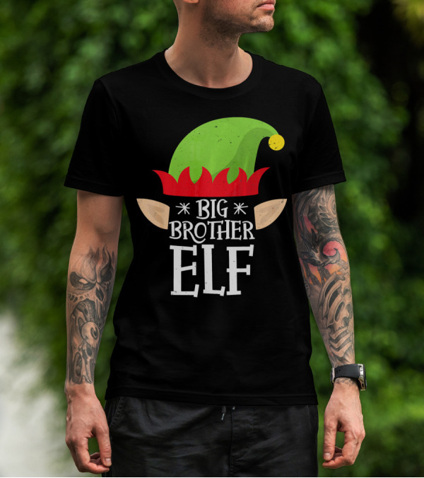 Big Brother Elf Hat Ears Christmas T-Shirt