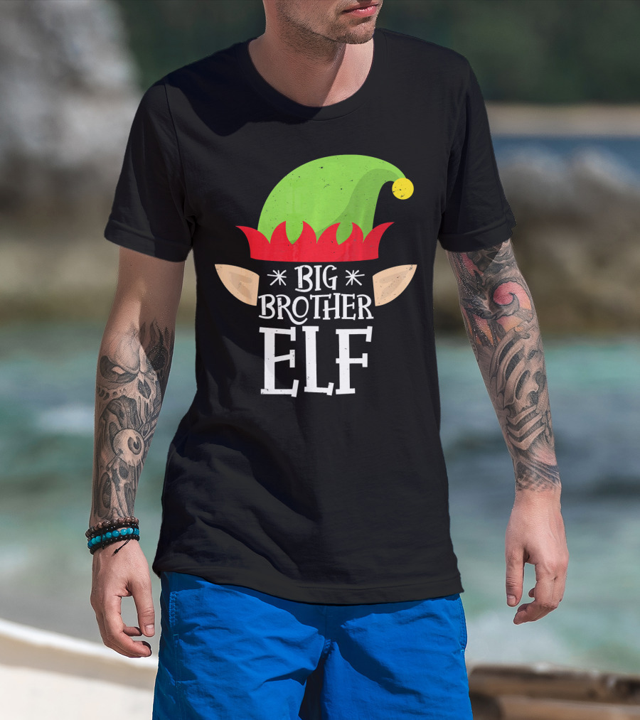 Big Brother Elf Hat Ears Christmas T-Shirt