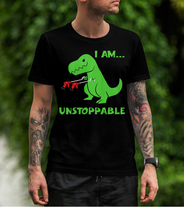 I Am Unstoppable T Rex Dinosaur Boxing Gloves T-Shirt